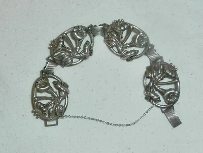 VINTAGE  STERLING SILVER OPENWORK MODERNIST DANECRAFT BRACELET 7.5" - Image 1 of 4