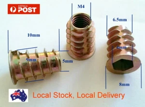 Cantidad de 1 M4 insertos de brida roscada de madera tuercas chapadas en zinc tuerca de inserto de aleación de acero - Imagen 1 de 1