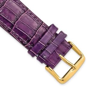 DeBeer 20mm Violet Crocodile-Style Grain Chrono Gold-tone Buckle Watch Band - Picture 1 of 4