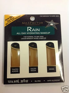 Max Factor Rain All Day Hydrating Makeup Shade Sampler FOR MEDIUM TO DARK SKIN. - Picture 1 of 2