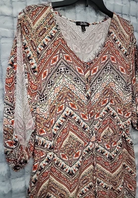 BeBop 挖肩连身裤女式 XL 波西米亚度假五颜六色可爱 — 第 1/4 张图片