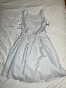 NWT Polo Ralph Lauren Girls Dress 14 Blue & White Seersucker Cotton Fit & Flare - Picture 1 of 11
