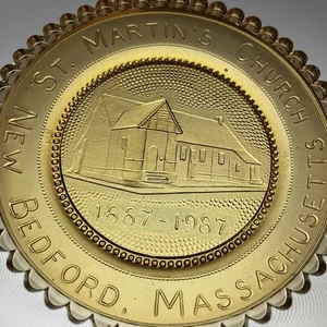 New Bedford MA St Martins Church 100 Yr Massachusetts Pairpoint Glass Cup Plate - Picture 1 of 9