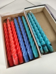 Candles LENOX Twist Coral Blue Teal 12” Sealed Mix New and Used Standtite Base - Picture 1 of 4