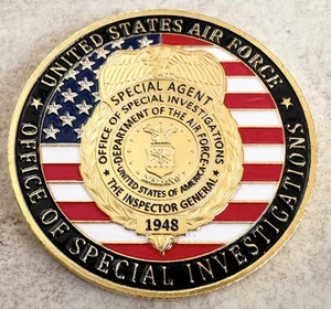USAF AIR FORCE OSI OFFICE OF SPECIAL INVESTIGATIONS SPECIAL AGENT CHALLENGE COIN - Picture 1 of 5