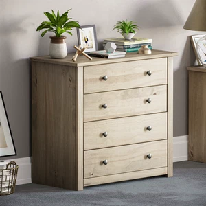 4 Drawer Chest of Drawers Solid Pine with Oak Finish - Wooden Panama - Bedroom - Picture 1 of 8