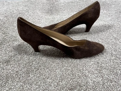 Salvatore Ferragamo Zapatos Mujer Talla 8 Clásicos Marrón Gamuza Tacones Italia Foto 1 de 4