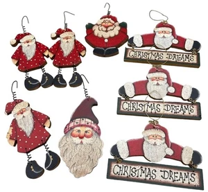 Weihnachtsschmuck 8er Set Deko Handarbeit Weihnachtsmann Holz rotbraun LESEN - Bild 1 von 10