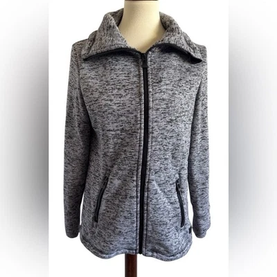 Chaqueta Calvin Klein Gris Jaspeado Rendimiento Cremallera Completa Bolsillos Polares Talla Grande Foto 1 de 4