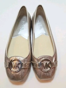 Michael Kors Fulton Hardware Ballerina flach Metallic Leder Mokassin Schuhe 7,5 M - Bild 1 von 6