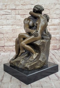 Rodin, Estatua de Bronce Desnudo Amante Escultura Estatuilla EL BESO Hot Cast Obra de Arte Sin Reserva - Imagen 1 de 10