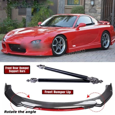 For Mazda RX-7 1993-1995 Front Bumper Lip Splitter Carbon Style + Strut Rods Foto 1 de 4