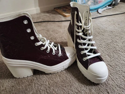 Burhandy Faux Patent Leather Womens Coverse Boots - Image 1 of 4