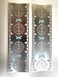 Adesivi matrimonio fiocchi blu pallido lamina argento acetato K&Company 4 pz 6" x 2" - Foto 1 di 2