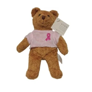 Avon Brustkrebs Kreuzzug braun Teddybär mit rosa Band Shirt 2001 mit Etikett - Bild 1 von 10