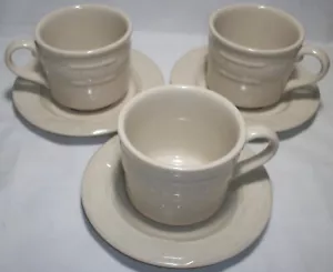 TRADICIONES TEJIDAS Longaberger: Marfil clásico: 3 tazas y platillos: EXCELENTE: SIN PRECIO BASE - Imagen 1 de 7