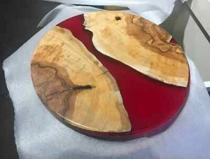 Round Coffee Tabletop, Round Epoxy Resin River Table, Custom Live Edge Acacia Wo - Picture 1 of 8