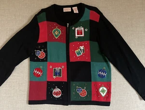 Ugly Christmas Pullover Strickjacke Damen XL Basic Edition Patchwork 90er Vintage - Bild 1 von 22