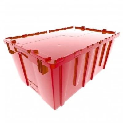 Heavy-Duty Attached Lid Tote (M) 9 Gallon Made USA 1.3 CU. FT 500lb Stackable - Image 1 of 4