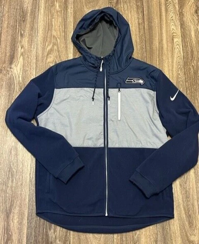 Seattle Seahawks Nike Therma Fit Fleece Full Zip Hoodie Jacket Coat Size L EUC Cover