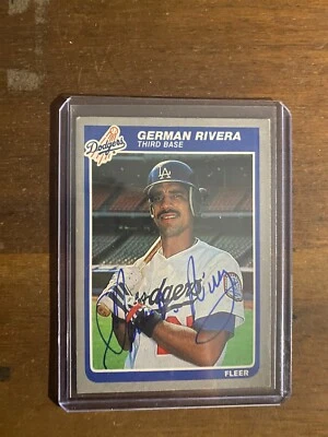 1985 Fleer German Rivera Autographed Card Los Angeles Dodgers No COA - Image 1 of 2