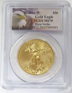 2013 W GOLD $50 AMERICAN EAGLE LABEL 1oz BURNISHED DIE PCGS MS 70 FIRST STRIKE - Picture 1 of 2