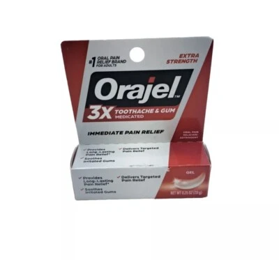 Orajel 3X Toothache & Gum Pain Medicated Gel Tube 0.125oz EXP 04/26 - Image 1 of 2