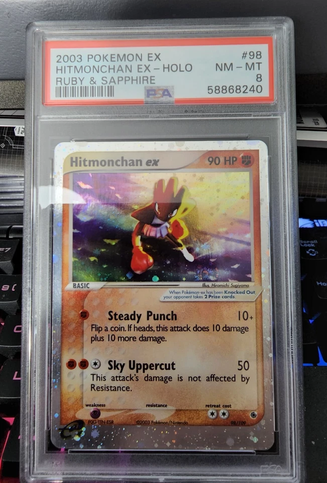 2003 Pokémon EX Ruby & Sapphire Hitmonchan EX Holo #98 PSA 8 NM-MT RARE! - Image 1 of 1