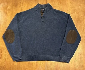 Chaps 1/4 Zip Knit Pullover Sweater 2XL Navy Blue Ralph Lauren - Picture 1 of 6