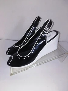 So Wear it Declare it Damengröße 10M dippy schwarzer Lack Keilabsatz - Bild 1 von 9