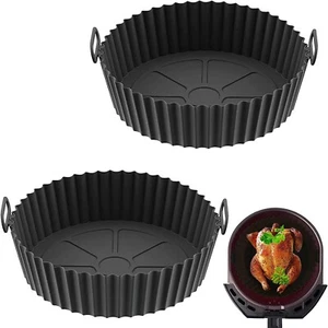 2x Silicone Air Fryer Pot for Ninja Liner Handle Baking Basket Accessories Pan - Picture 1 of 6