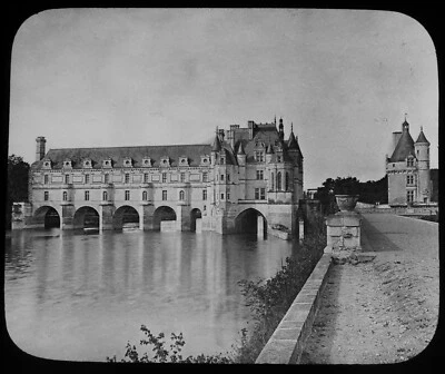 CHENONCEAU SCHLOSS FRANKREICH UM 1890 ANTIK Magische Laterne Dia FOTO - Bild 1 von 3