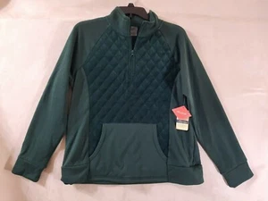 St. Johns Bay Green Half Zip Sweater Pleated Womens Medium NWT - Picture 1 of 8