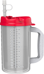 32 oz Hospital Mug with Red Lid - Insulated Cold Drink Travel Mug - BPA Free