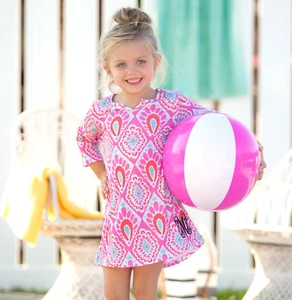 Girls Tunic Swimsuit Cover - Beachy Keen - Viv & Lou S/M 2T-4T - Beach - Pool - Picture 1 of 2