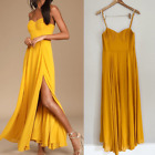 Golden Yellow Pleated Bustier Maxi Dress L