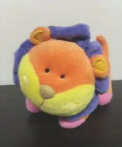 Raro giocattolo Carters Prestige 8" leone peluche sonaglio arancione viola bambino Lovey HTF - Foto 1 di 12