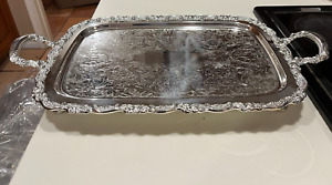Vintage Silver Plated Tray Oneida Tea Tray Vintage Serving Footed ORNATE Tray