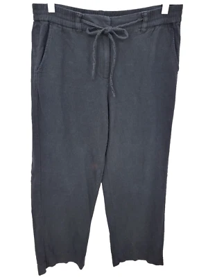 Pantalones Talbots Mujer 8 Negros Lino Fácil Cordón Bolsillos Lagenlook Playa Boho Foto 1 de 4