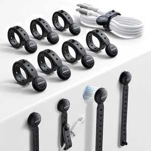 12PCS Silicone Magnetic Cable Ties, Reusable & Adjustable Cord Organizers with B - Picture 1 of 12