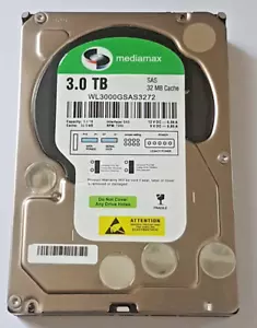 Disco rigido interno 3 TB SAS Mediamax WL3000GSAS3272 7200rpm 32MB HDD 3.5" - Foto 1 di 1