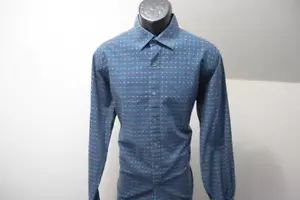 Bugatchi Uomo Dress Shirt Classic Fit Flip Cuff Blue Button Up Mens Size Large - Picture 1 of 6