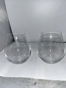 2 Stemless White Wine Glass Goblet pair Waterford Crystal Marquis VTG Pattern 5" - Picture 1 of 4
