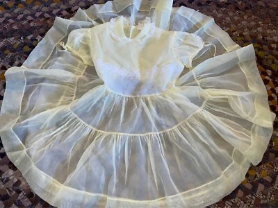 Vestido de niña vintage de encaje circular transparente amarillo de los años 50 talla 6 Foto 1 de 4