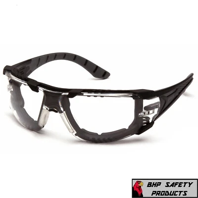 PYRAMEX Endeavor Plus Safety Glasses with Clear Anti-Fog Lens and Foam Seal Padding