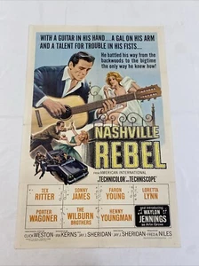 1966 NASHVILLE REBEL ORIGINAL 27x41 ONE SHEET MOVIE POSTER WAYLON JENNINGS DEBUT - Picture 1 of 6