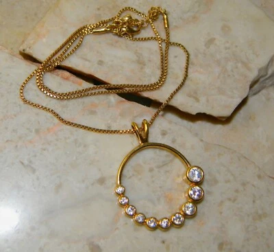Great White Topaz  Gold plated Necklace 16" - 17" long - Image 1 of 2