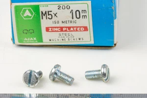 M5 (5mm) x 10mm Slotted Pan Head Zinc Plated Steel Screws Bolts - 10 pieces - Picture 1 of 1