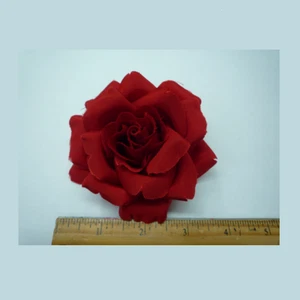 M&S Schmalberg 3.5" Silk Red Rose Flower Lapel Pin - Made in USA - Picture 1 of 3