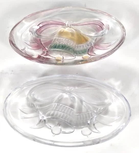 2 Holiday Bells 7" Oval Glass Candy Dishes - Picture 1 of 6